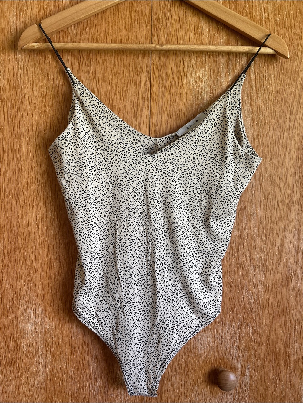 Gaze Beige and Black Leopard Print Bodysuit Buttery Soft